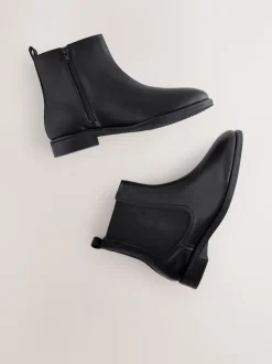 Zwart leer - Forever Comfort® Chelsea-enkellaarzen