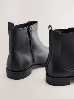 Zwart leer - Forever Comfort® Chelsea-enkellaarzen