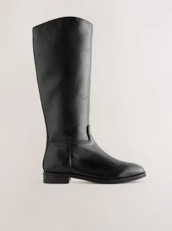 Zwart leer - Forever Comfort® platte rijlaarzen