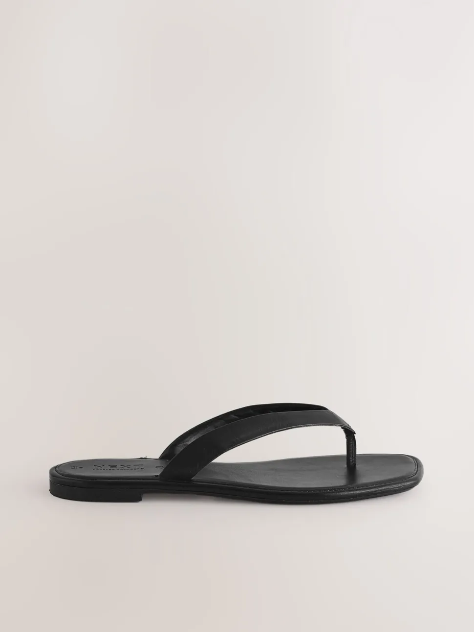 Zwart leer - Slippersandalen met vierkante neus