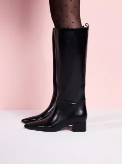 Zwart leer - Tabitha Simmons x Next Cassidy Knee High Block Heel Boots