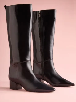 Zwart leer - Tabitha Simmons x Next Cassidy Knee High Block Heel Boots