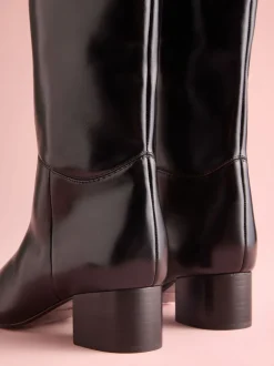 Zwart leer - Tabitha Simmons x Next Cassidy Knee High Block Heel Boots