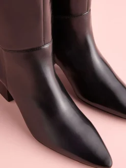 Zwart leer - Tabitha Simmons x Next Cassidy Knee High Block Heel Boots