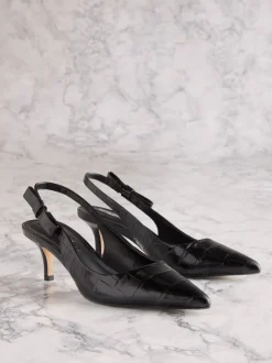 Zwart leer met krokodillenprint - Tabitha Simmons x Next Dela Slingback Puntige Hakken