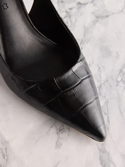 Zwart leer met krokodillenprint - Tabitha Simmons x Next Dela Slingback Puntige Hakken
