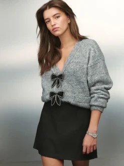 Zwart met coating - Denim minirok
