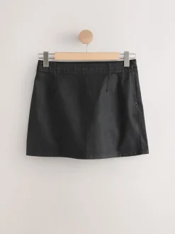 Zwart met coating - Denim minirok