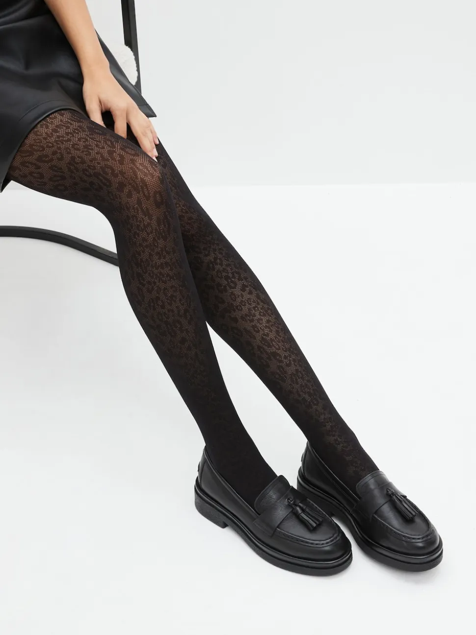 Zwart met dierenprint - 1 Panty's met patroon
