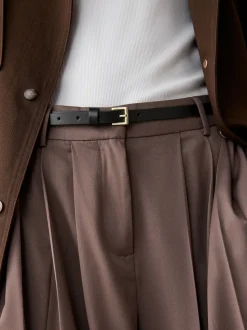 Zwart met goud - Smalle leren riem
