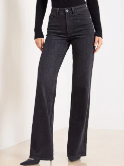 Zwart met slangenprint - Lipsy - Jeans met een middelhoge taille en wijde pijpen