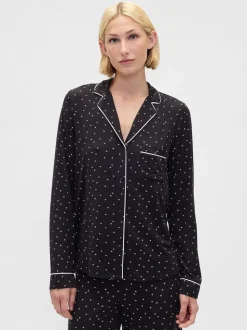 Zwart met sterrenprint - Gap Modal Long Sleeve Pyjama Top