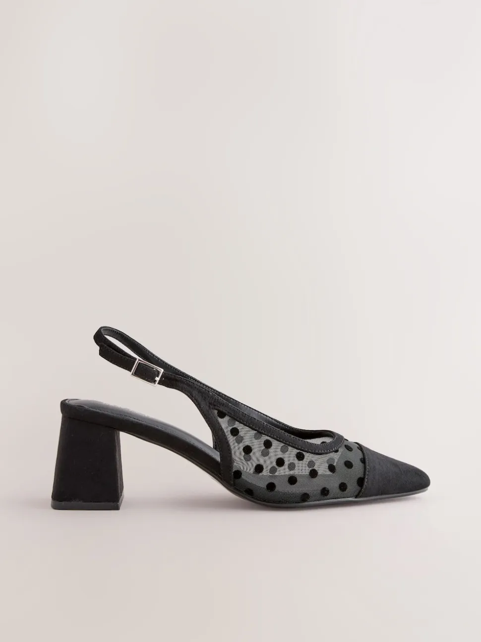 Zwart met stippen - Forever Comfort® Square Toe Slingback Block Heels