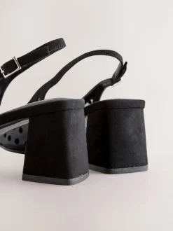 Zwart met stippen - Forever Comfort® Square Toe Slingback Block Heels