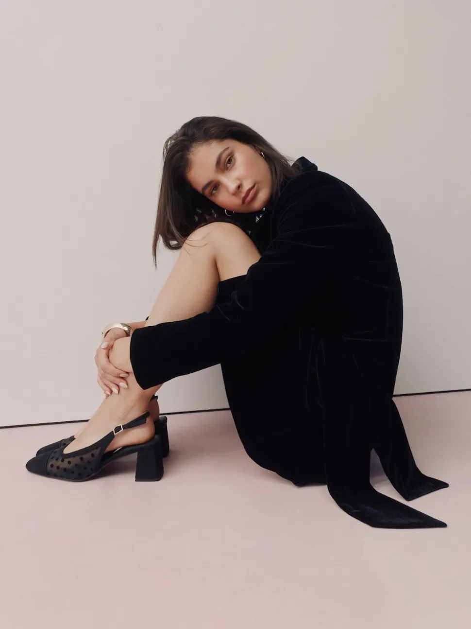 Zwart met stippen - Forever Comfort® Square Toe Slingback Block Heels