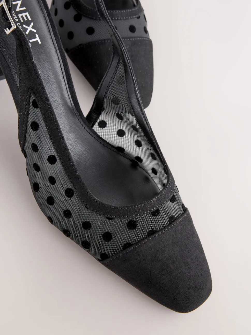 Zwart met stippen - Forever Comfort® Square Toe Slingback Block Heels
