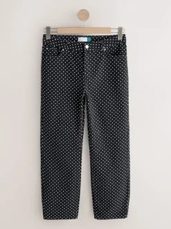 Zwart met stippen - Straight Leg Jeans