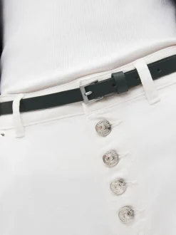 Zwart met zilver - Smalle leren riem