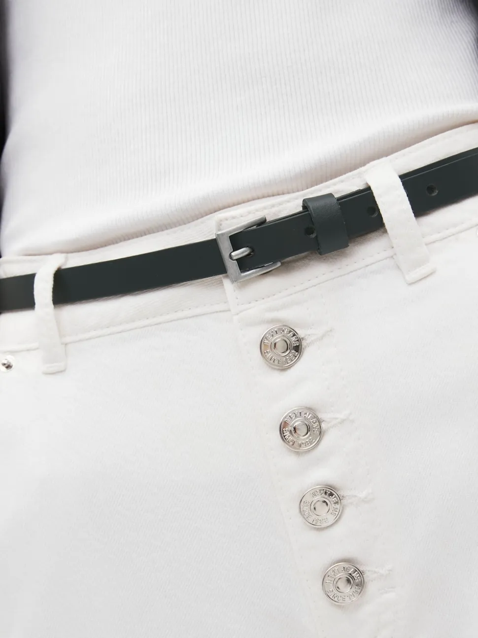 Zwart met zilver - Smalle leren riem