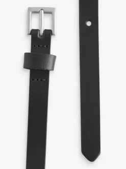 Zwart met zilver - Smalle leren riem