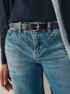 Zwart met zilver - Standaard leren riem