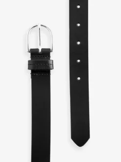 Zwart met zilver - Standaard leren riem