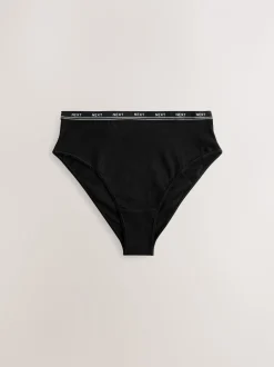 Zwart met zwart logo - 4 Katoenen slipjes met logotailleband