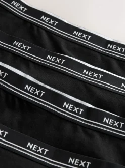 Zwart met zwart logo - 4 Katoenen slipjes met logotailleband
