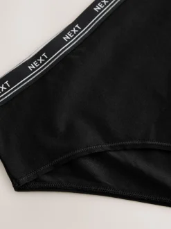 Zwart met zwart logo - 4 Katoenen slipjes met logotailleband