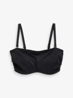 Zwart piqué - Minimise bandeau-bikinitop zonder vulling, cup DD+