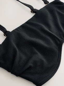Zwart piqué - Minimise bandeau-bikinitop zonder vulling, cup DD+