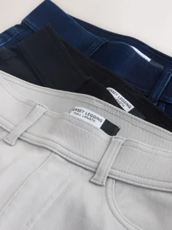Zwart/ Rinse Blauw/ Grijs - Set van 3 lange jersey denim leggings
