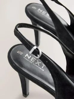 Zwart suède - Forever Comfort® Leather Pointed Cutout Bow Slingback Heels