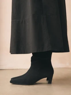Zwart suède - Forever Comfort® Knee High Chisel Toe Heeled Boots