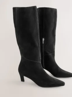 Zwart suède - Forever Comfort® Knee High Chisel Toe Heeled Boots