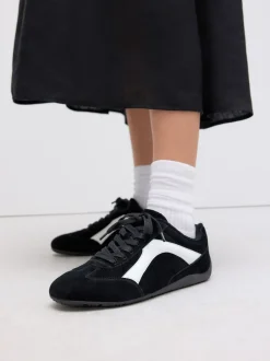 Zwart suède - Forever Comfort® Leather Slimsole Lace-Up Trainers