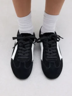 Zwart suède - Forever Comfort® Leather Slimsole Lace-Up Trainers