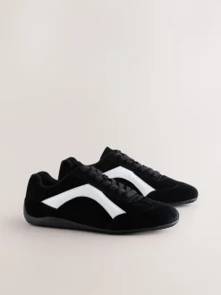 Zwart suède - Forever Comfort® Leather Slimsole Lace-Up Trainers