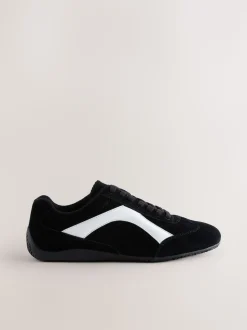 Zwart suède - Forever Comfort® Leather Slimsole Lace-Up Trainers