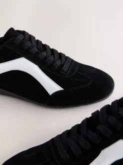 Zwart suède - Forever Comfort® Leather Slimsole Lace-Up Trainers