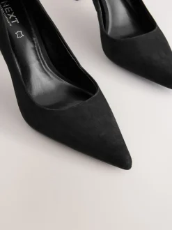 Zwart suède - Leren mid-court pumps