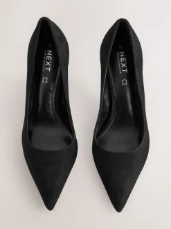 Zwart suède - Leren mid-court pumps