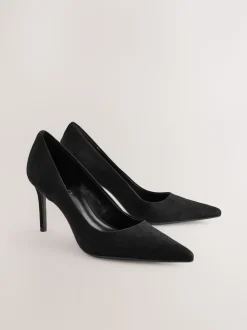 Zwart suède - Leren mid-court pumps