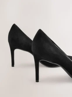 Zwart suède - Leren mid-court pumps