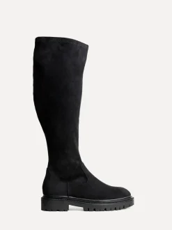 Zwart suède - Linzi Briody Wide Fit PU Stretch High Leg Boots