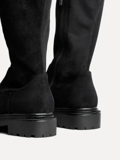 Zwart suède - Linzi Briody Wide Fit PU Stretch High Leg Boots