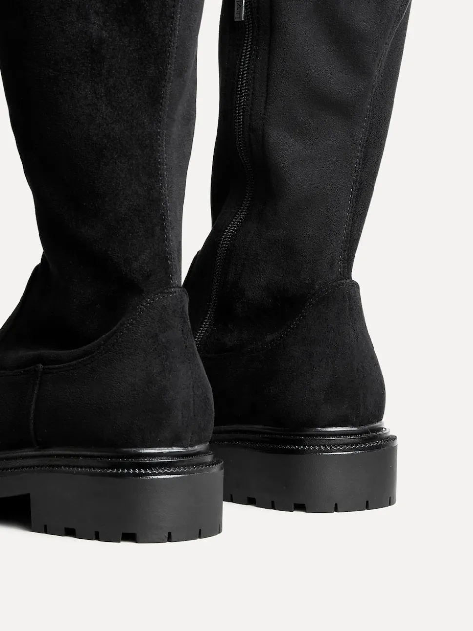 Zwart suède - Linzi Briody Wide Fit PU Stretch High Leg Boots