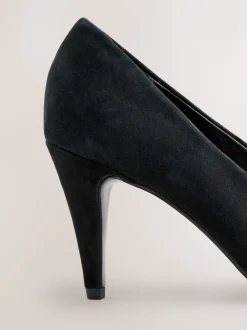 Zwart suède - Premium Leather Peep Toe Heels