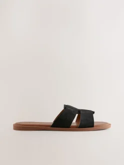 Zwart suède - Slotted Muilsandalen