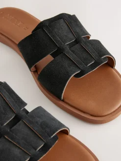 Zwart suède - Slotted Muilsandalen